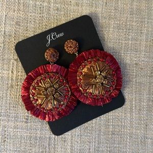 J.Crew Medallion Raffia Earrings